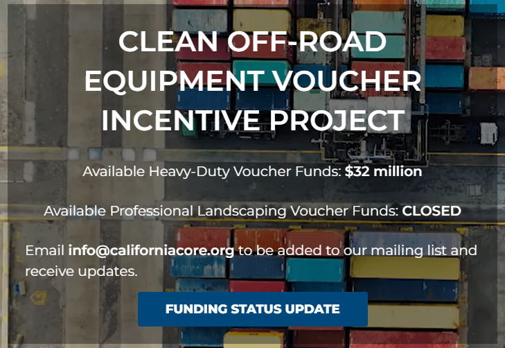 The heavy-duty off-road equipment funding lane is now open. Participate: californiacore.org @AirResources #EV #CleanEnergy #Future
