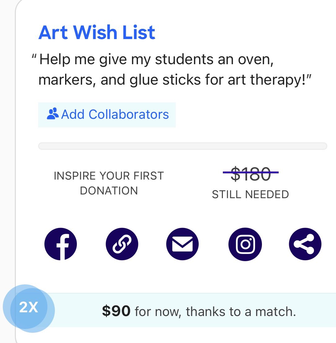 Let’s do an <a href="/DonorsChoose/">DonorsChoose</a> list drop! 

I would love to sprinkle some projects too! 

Please RT mine! This will allow my students to get an oven to bake holiday gifts in! Only $90 to go! 

donorschoose.org/project/art-wi…
#teachertwitter #clearthelist #BetterTogether #DonorsChoose