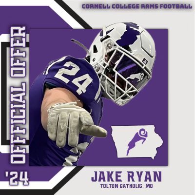 Jake Ryan (@jake6ryan) on Twitter photo Blessed to receive my 4th offer from <a href="/CornellRamsFB/">Cornell College Football</a>! <a href="/coachkaltenmark/">Ryan Kaltenmark</a> <a href="/Megnew82/">Michael Egnew</a> <a href="/toltonfootball/">Tolton Football</a> Blessed to receive my 4th offer from <a href="/CornellRamsFB/">Cornell College Football</a>! <a href="/coachkaltenmark/">Ryan Kaltenmark</a> <a href="/Megnew82/">Michael Egnew</a> <a href="/toltonfootball/">Tolton Football</a>