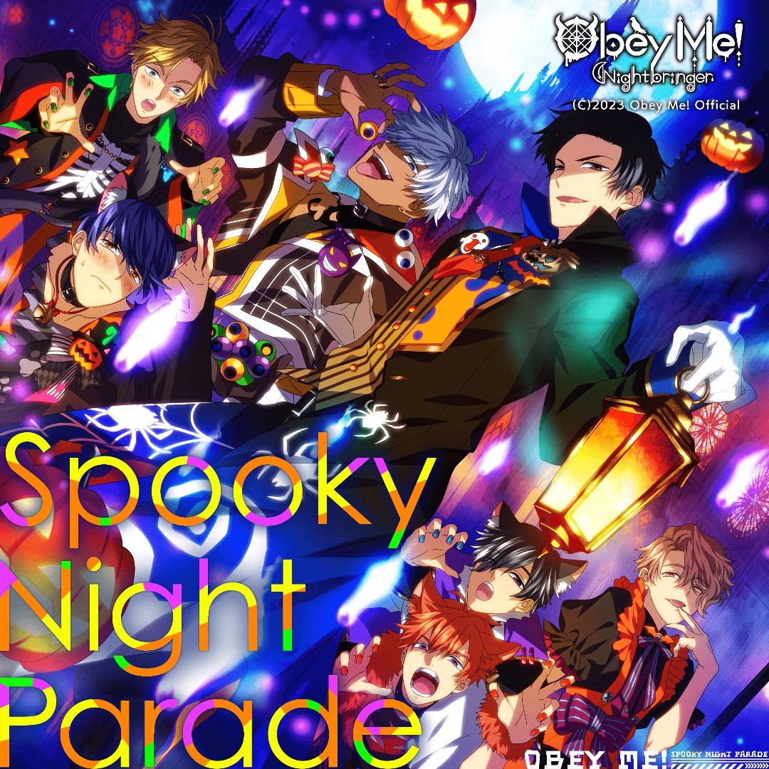 ObeyMeNB's tweet photo. ✨ The Wait is Over! ✨
The damage done to the cover art by the cats has finally been fixed, so get ready for the reveal!

Here it is, the official cover art of the newest song for Ruri★Tunes! 🎉🎉

Title: Spooky Night Parade
Song By: The Obey Me! Boys

Enjoy! 🎃

#HDDhalf2023 https://t.co/CWR7DTtFCx