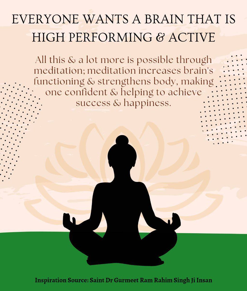 shaileshinsha's tweet photo. Our generation is suffering from depression due to workload and not getting rest at all. By adopting the method of meditation given by Saint Gurmeet Ram Rahim Ji, you can strengthen your mental health and avoid diseases. #WorldMentalHealthDay
#WorldMentalHealthDay2023 https://t.co/ffX2Q5UR8Q