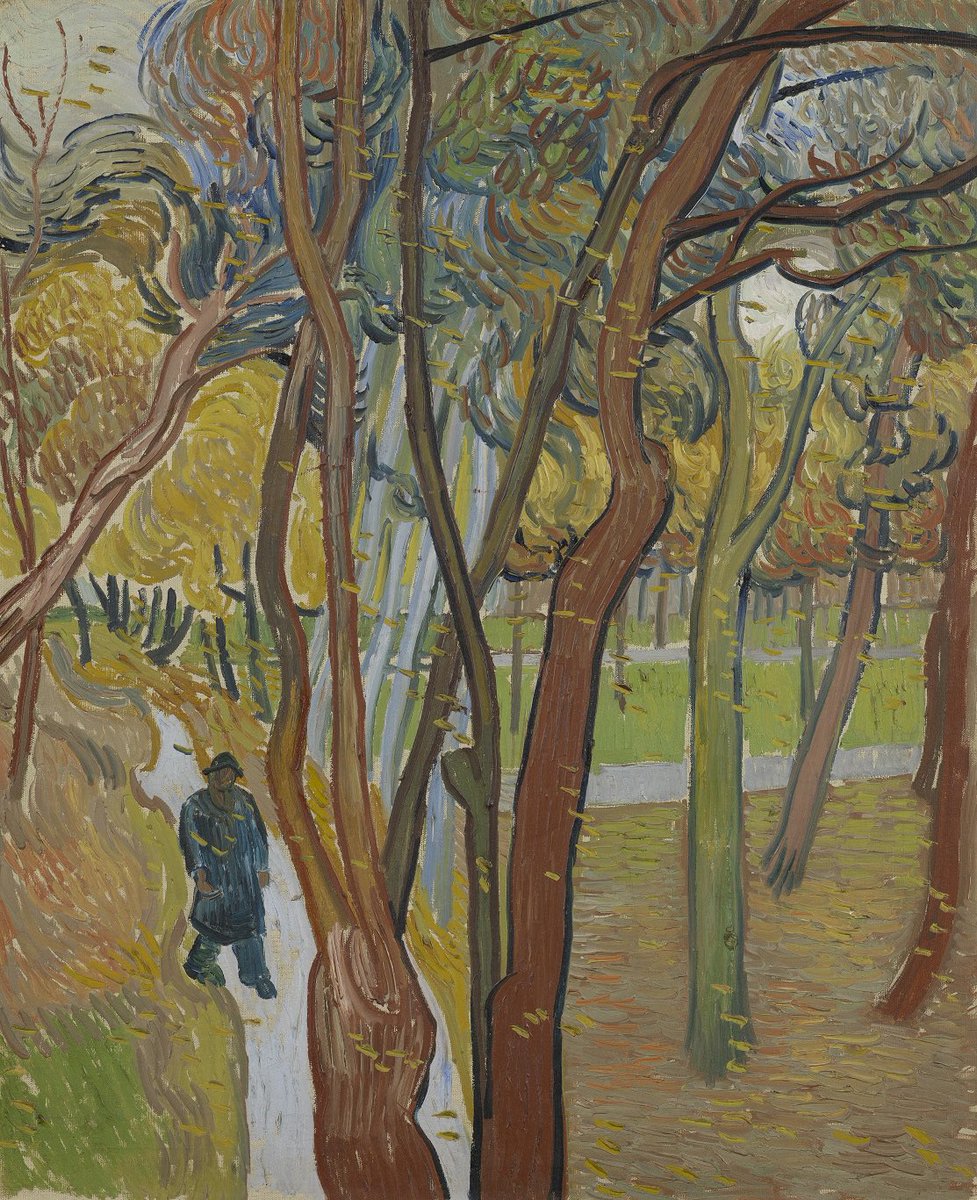 VanGoghTheLife's tweet photo. #VanGogh of the Day: The Garden of Saint Paul's Hospital ("Leaf-Fall"), October 1889. Oil on canvas, 73.5 x 60.5 cm. Van Gogh Museum, Amsterdam. @vangoghmuseum https://t.co/bMkcY2oyQq