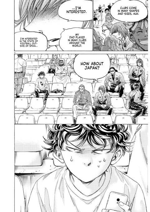 this was such an interesting chapter and the exchanges really made me think of ashito's future. it's not shocking for youth football players to set their sights on european leagues and move up. even fukuda's mentoring is so that these players can do exactly that 