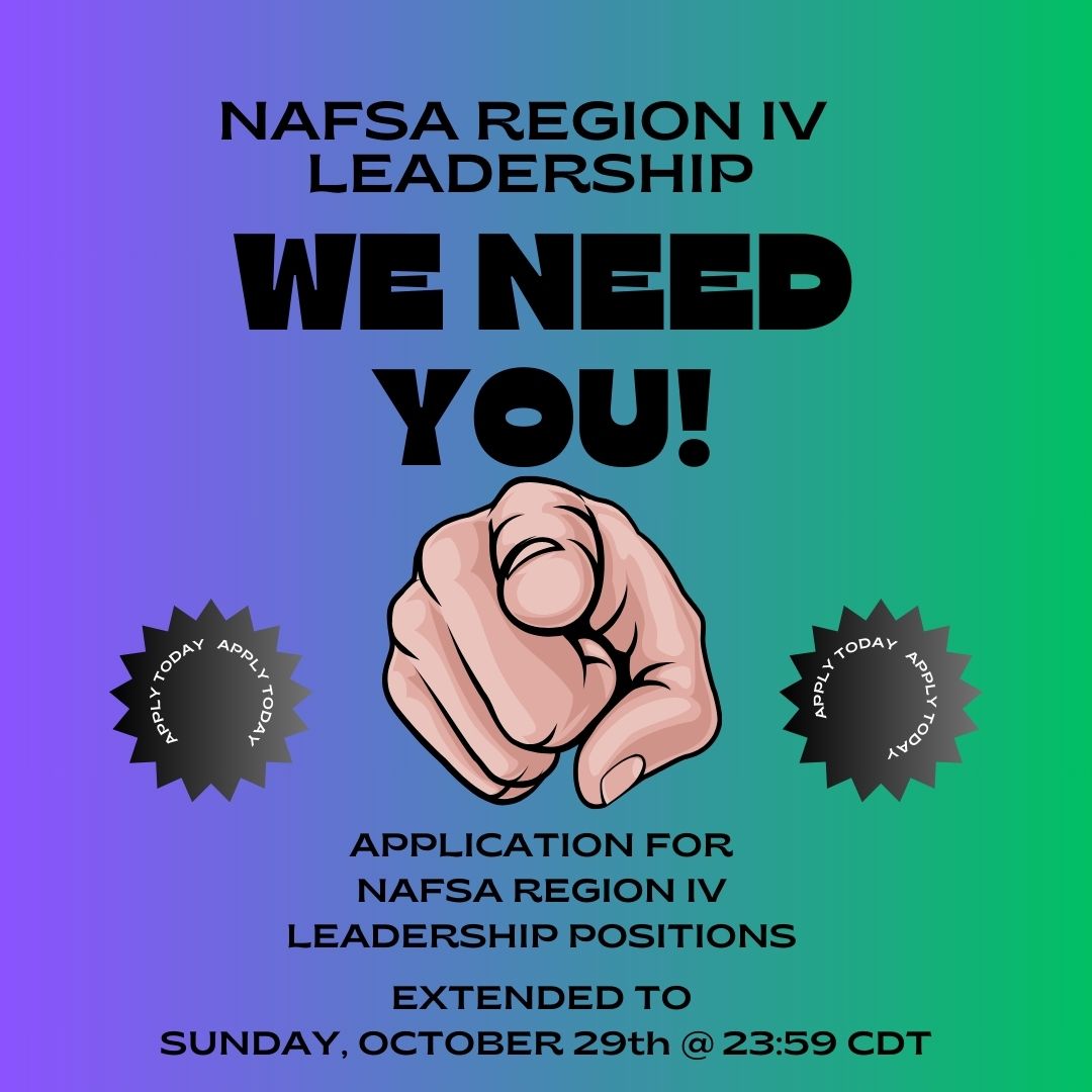 We need you!  Excellent leadership opportunities available for January 2024!  Deadline extended!  Apply today: nafsa.org/connect-and-ne…