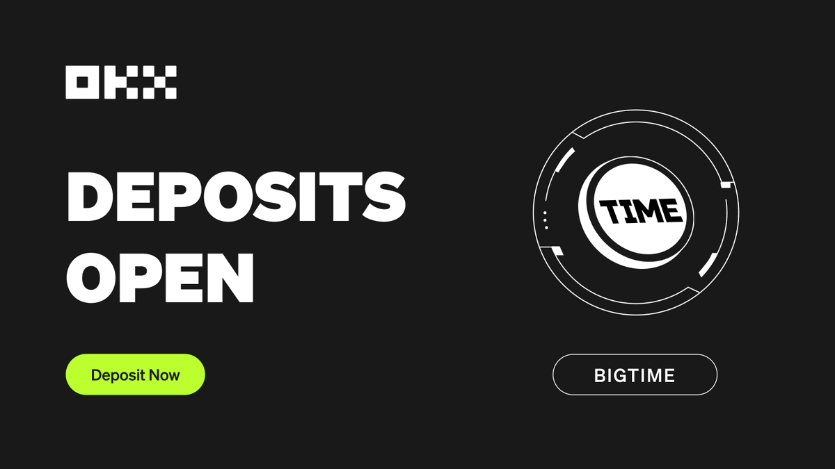 Welcome to <a href="/playbigtime/">Big Time</a>, the exhilarating multiplayer action RPG game 🎮 

Now listed on #OKX, $BIGTIME can be used for in-game cosmetics and accessing portals/dungeons!

▶ Deposits: OPEN 🟢
📈 $BIGTIME/USDT Spot Trading: 2:00 am Oct 11 (UTC)

Learn more: bit.ly/46q4eqI