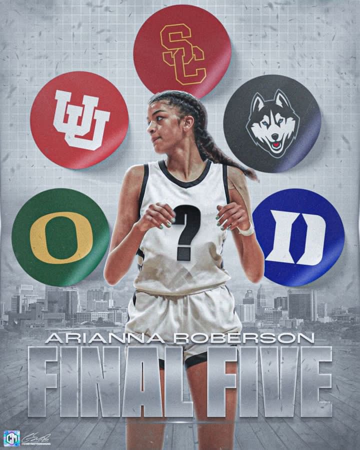5⭐️ Arianna Roberson (no. 19 espnW 💯) has cut her list to 5️⃣ schools! <a href="/aroberson2024/">Arianna Roberson</a>