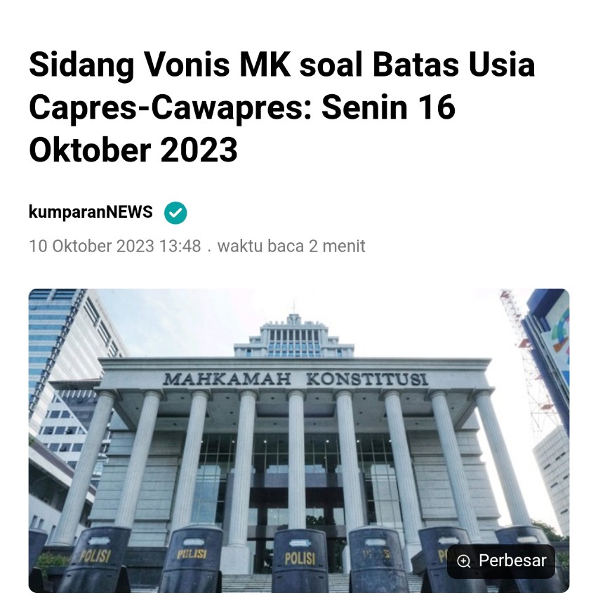 Kita kawal apakah kecurigaan banyak orang bahwa lobi2 sebelah utk meloloskan Gibran akan terjadi atau MK akhirnya menahan diri ?

Seharusnya <a href="/officialMKRI/">Mahkamah Konstitusi</a> jangan bikin keputusan aneh2 mendekati pendaftaran Capres 19 Oktober ini. Ini tahun politik, tahun ilalang kering yang