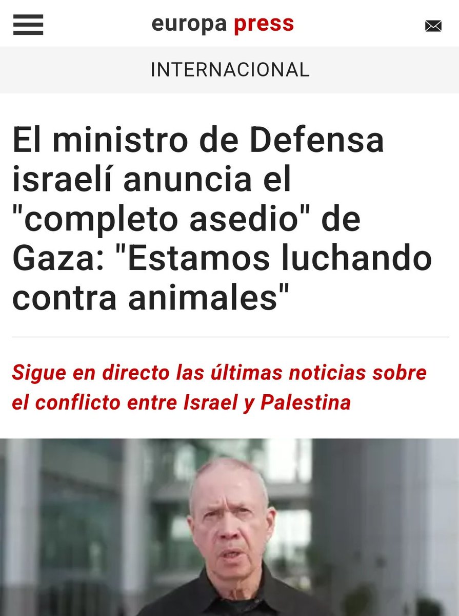 DESHUMANIZACIÓN, esa es la palabra, deshumanización de los palestinos para que sus muertes puedan parecer menos graves...

Desde que el ministro de defensa israelí aninciara el asedio (incumplimiento los convenios de Ginebra) y llamara ANIMALES HUMANOS A LOS PALESTINOS... ⬇️