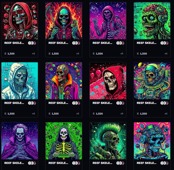 Lord_Reef_Nft's tweet photo. Just look👀 at these NFTs, they are FANTASTIC!!!💀🔥🔥🔥

Only 777 unique ❤️‍🔥

Only for @Reef_Chain 🐠

Only on @sqwid_app 🦑

Be a whale 🐋 …

#ReefChain 
#Sqwid_App 
#REEFSKELETRONS 💀 https://t.co/rlahE52SjO