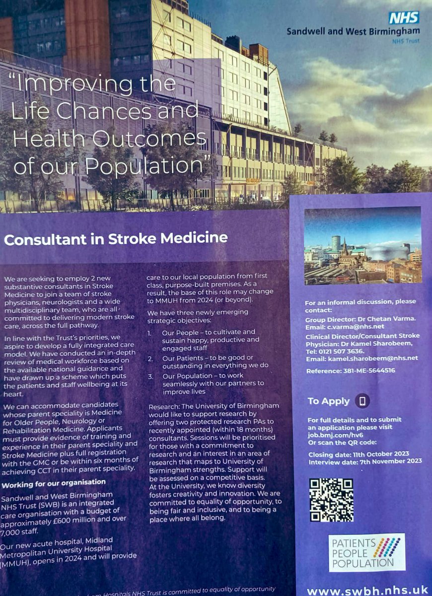 doc_hnaqvi's tweet image. This is a 📣 for all the stroke physicians who want to see the glory of @MidlandMetUH in 2024 &amp;amp; join a wonderful team at @SWBHnhs 💙

Please get in touch with @DrChetanVarma @KamelSharobeem 
for more information😊

bmj.com/careers/job/19…