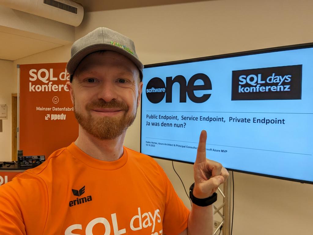 HHertes's tweet photo. Erste Session des Tages gleich nach der Keynote auf den #sqlDays in Erding - #Azure und die Endpoints für #PaaS Dienste
#conference #Konferenz #LifeLongLearning @ppedvEvents @ppedv @SoftwareOne @SWO_DACH https://t.co/fsNv43FCij