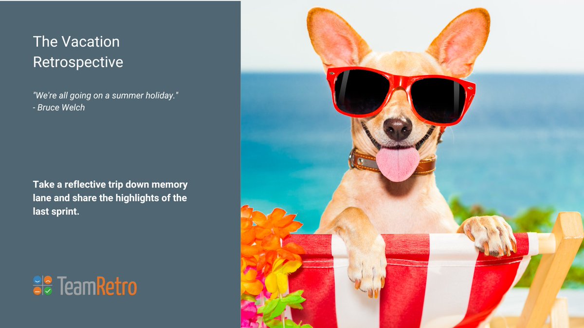Sharing holiday plans is the perfect #icebreaker to launch a Vacation #retrospective and get great ideas for your next break ;-) 
Check it out with our bots here bit.ly/3tAH1Aj
#agile #IterationManager #retrospectives #ScrumMaster #meetingfacilitation #FunAtwork