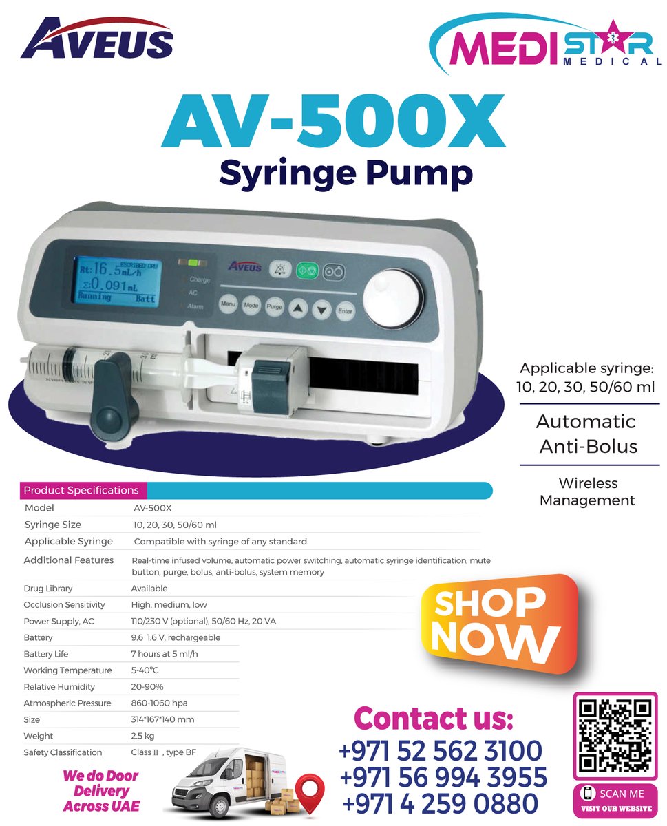 MedistarMedical's tweet photo. BIG SALE OFFER 20%
DISCOUNT!!, Aveus Syringe Pump For all Medical Equipments
💡Medical Devices
💡Examination &amp; Monitoring Equipments
💡Laboratory Equipments
Visit our WEBSITE 
website: https://t.co/bxWMRdLPam
Contact us:+971525623100
Click to Sign Up https://t.co/sjpVVv0Lui https://t.co/lca6p3hcte