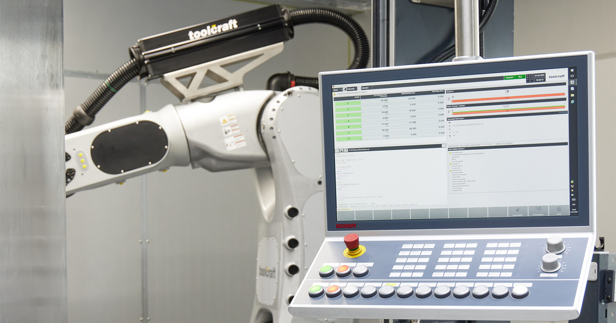 The company toolcraft shows us how to precision machine hard materials with articulated robots. You can create robotic cells that precision machine components with TwinCAT CNC and PC-based control from Beckhoff: bit.ly/48N0v85 #beckhoff #engineering #cnc
