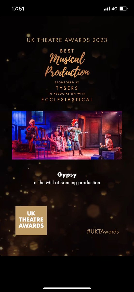 taplowjones's tweet photo. Incredibly proud that my son was part of this. @MillAtSonning , @uk_theatre #uktheatreawards https://t.co/n1umCKh3W8