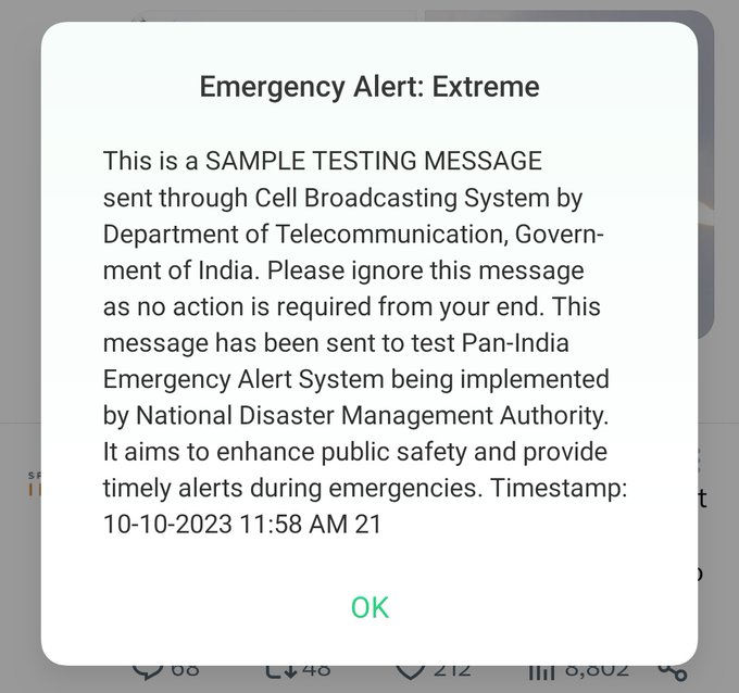 neharikasharmaa's tweet image. क्या आपके phone पर भी ये message आया?
#EmergencyAlertSystem