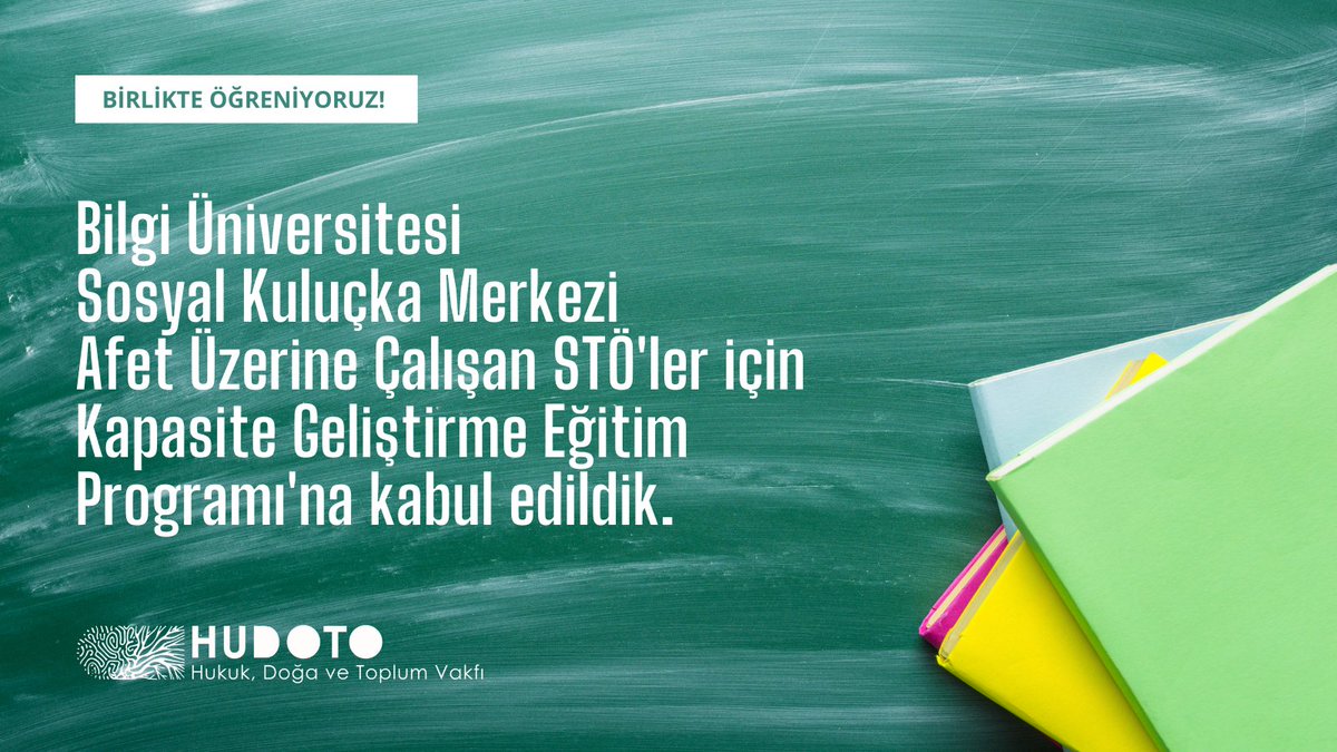 Bilgi Üniversitesi Sosyal Kuluçka Merkezi-Afet Üzerine Çalışan STÖler için Kapasite Geliştirme Eğitim Programı'na kabul edildik. Hak temelli çalışan sivil toplum örgütlerinin #afetyönetimi üzerine bilgi ve becerilerini artırmayı amaçlayan programa katılıp  birlikte öğreneceğiz!