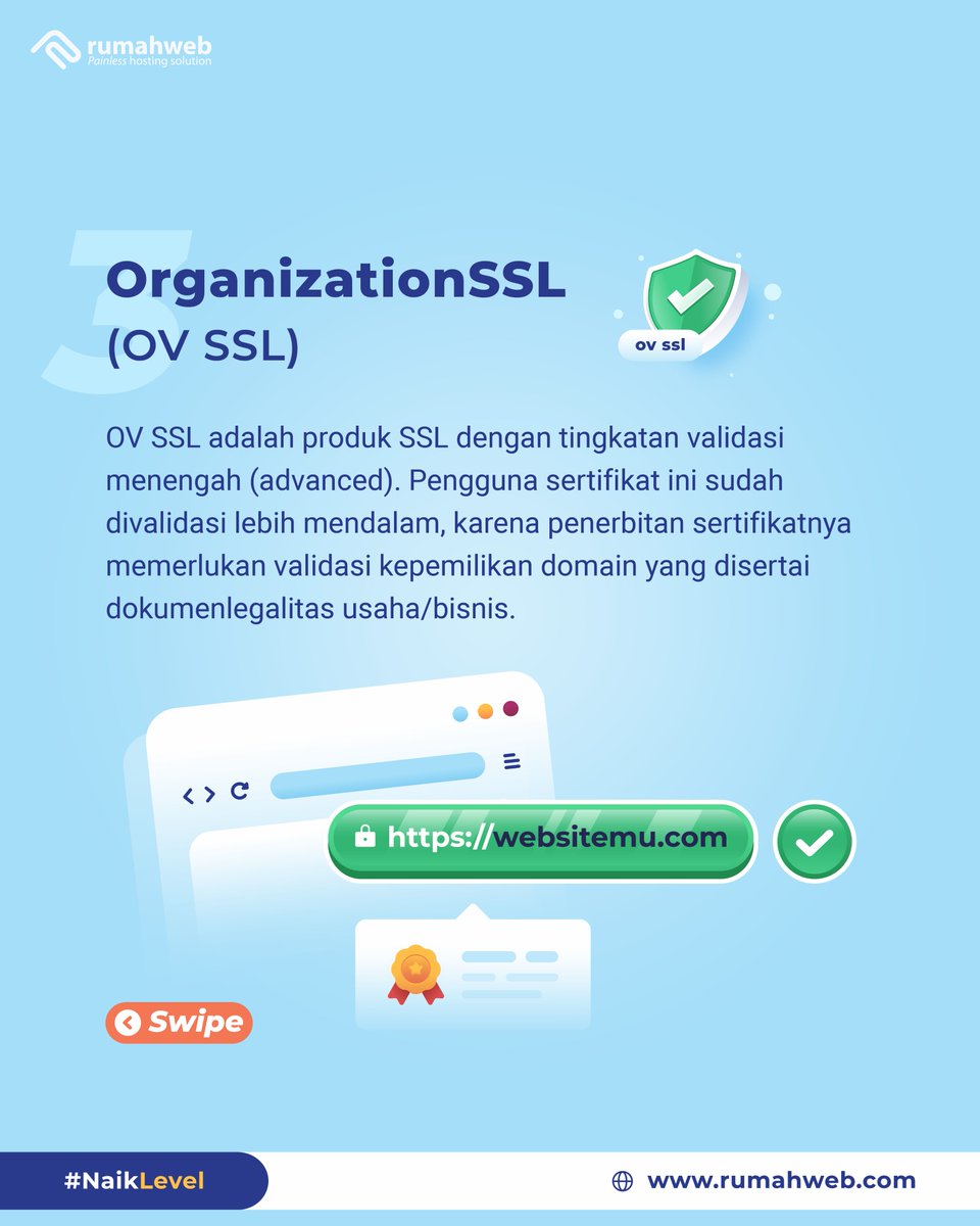 rumahwebtweet's tweet image. Kami rangkumkan 4 SSL Terpopuler yang paling banyak digunakan dan dapat disesuaikan dengan kebutuhan website Anda.

Dapatkan SSL Premium Murah terbaik mulai dari Rp. 8.250 perbulan hanya di rwb.pw/sslmurah

#GlobalSign #Sectigo #SectigoSSL #DomainMurah #PromoDomain…