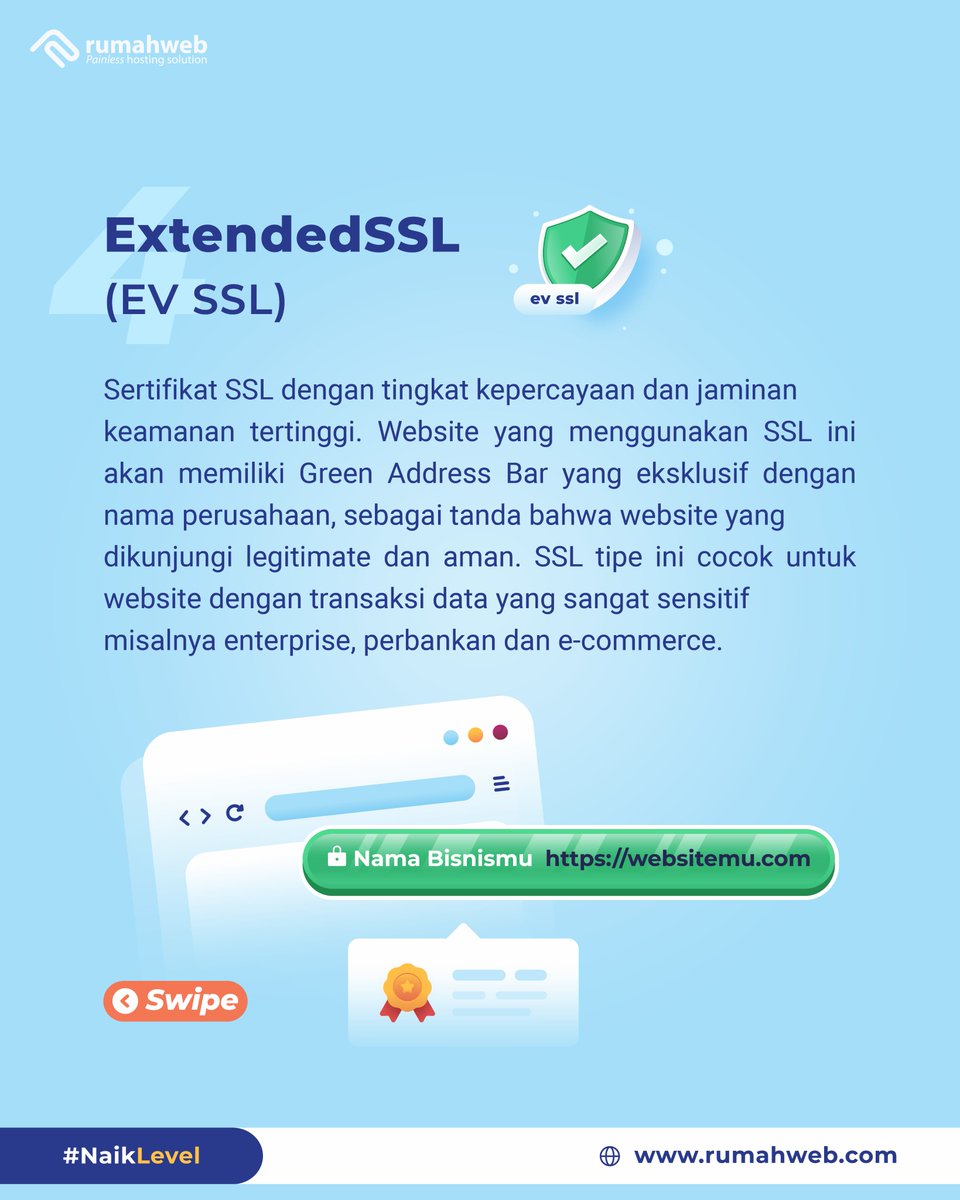 rumahwebtweet's tweet image. Kami rangkumkan 4 SSL Terpopuler yang paling banyak digunakan dan dapat disesuaikan dengan kebutuhan website Anda.

Dapatkan SSL Premium Murah terbaik mulai dari Rp. 8.250 perbulan hanya di rwb.pw/sslmurah

#GlobalSign #Sectigo #SectigoSSL #DomainMurah #PromoDomain…