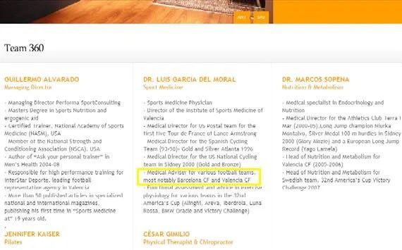 futbolgate_ES's tweet photo. En julio de 2012, el Dr. García del Moral fue sancionado de por vida por su implicación en el caso Armstrong.

En octubre de 2012, la página web del centro médical en el que trabaja el Dr.García del Moral, seguía indicando en su CV/Biografía, haber trabajado con el FCB y VCF.  ⬇️ https://t.co/7UwOyhvTfh