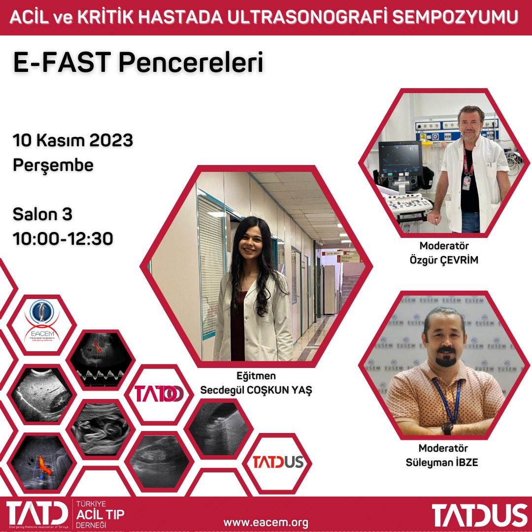 TrTatdus's tweet photo. Sempozyum Panelleri Titizlikle Planlanıyor 🌟
Kurs: Acil Ultrasonografi Oryantasyon Kursu ✨
Konu: E-FAST Pencereleri 💫
TATDUS Eğitmeni Dr. Secdegül Coşkun Yaş bizlerle 💥 https://t.co/OndnFMO5zU