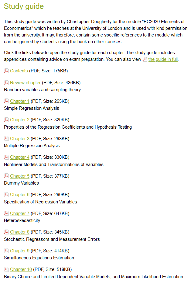 CavaliereGiu's tweet photo. Hi #EconTwitter! 

Need to wrap up some slides on introductory econometrics? Or looking for theory and practical exercises, including datasets?

Check out the material associated with Christopher Dougherty's intro #econometrics book. Lots of interesting stuff, including a "study guide" with over 300 pp. of exercises. 

Very useful! ⭐️

Links

Resource page: https://t.co/1B8bpV2kU5

Study guide (PDF): https://t.co/MyZc1FF1Yv