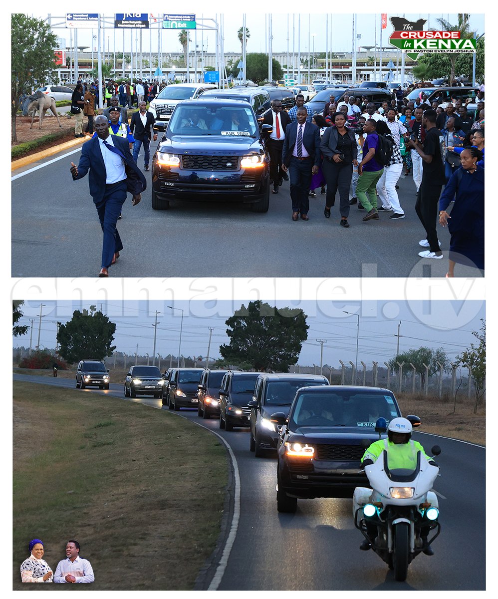 SCOANTBJoshua's tweet image. Pastor Evelyn Joshua being escorted into the city of Nairobi…. Thank You, Jesus!