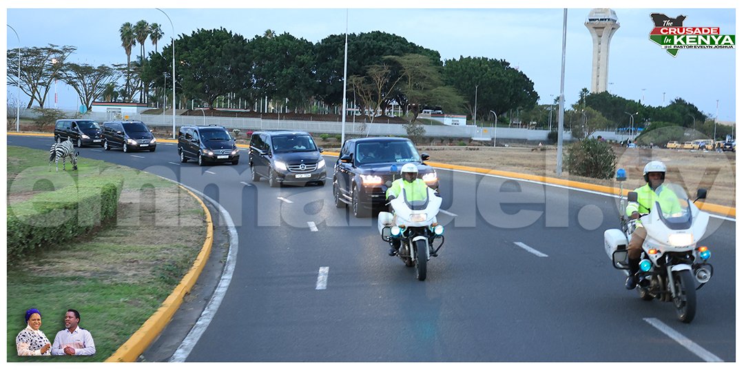 SCOANTBJoshua's tweet image. Pastor Evelyn Joshua being escorted into the city of Nairobi…. Thank You, Jesus!