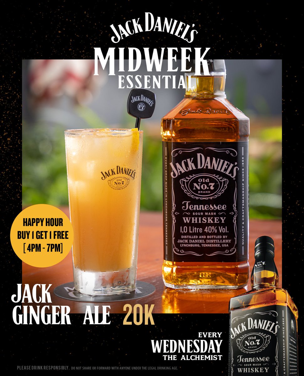 thealchemistkla's tweet photo. Friends, good food and a refreshing happy hour every Wednesday.๐๐ฅ #JDMidweekEssential
- Every meal comes with a complimentary Jack Danielโs cocktail.
- Drinks Happy Hour 4pm-7pm Buy 1 Get 1 Free https://t.co/newujjeMHG