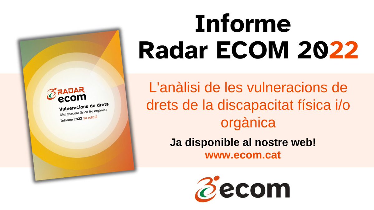 cocarmi's tweet photo. 📢 Publicat el #RadarECOM 2022 d' @entitatecom , que recull 290 vulneracions de #drets de persones amb #discapacitat física i/o orgànica detectades l'any passat.
🚧Prop de la meitat estaven relacionades amb l’#accessibilitat.
Consulta'l aquí➡️ https://t.co/zTCuI9NX2A https://t.co/mIpH2xYGD9