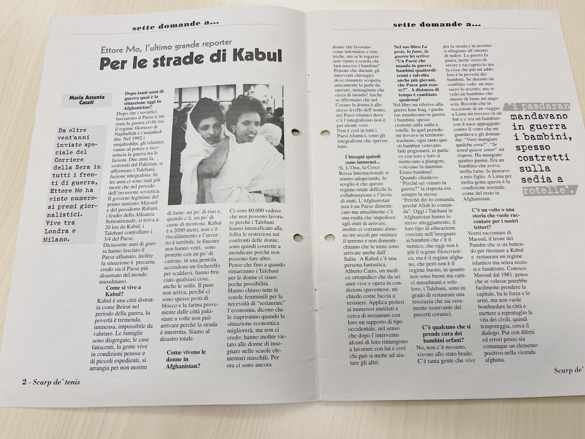 StefanoLamp's tweet image. Nei primi di numeri di @scarpdetenis aprivamo il giornale con le interviste ai grandi inviati. Ecco il racconto che Ettore #Mo fece a #scarp nel 1997 su quanto accadeva in quegli anni di guerra civile a Kabul. Il nostro modo per ricordarlo, oggi nel giorno della sua scomparsa.