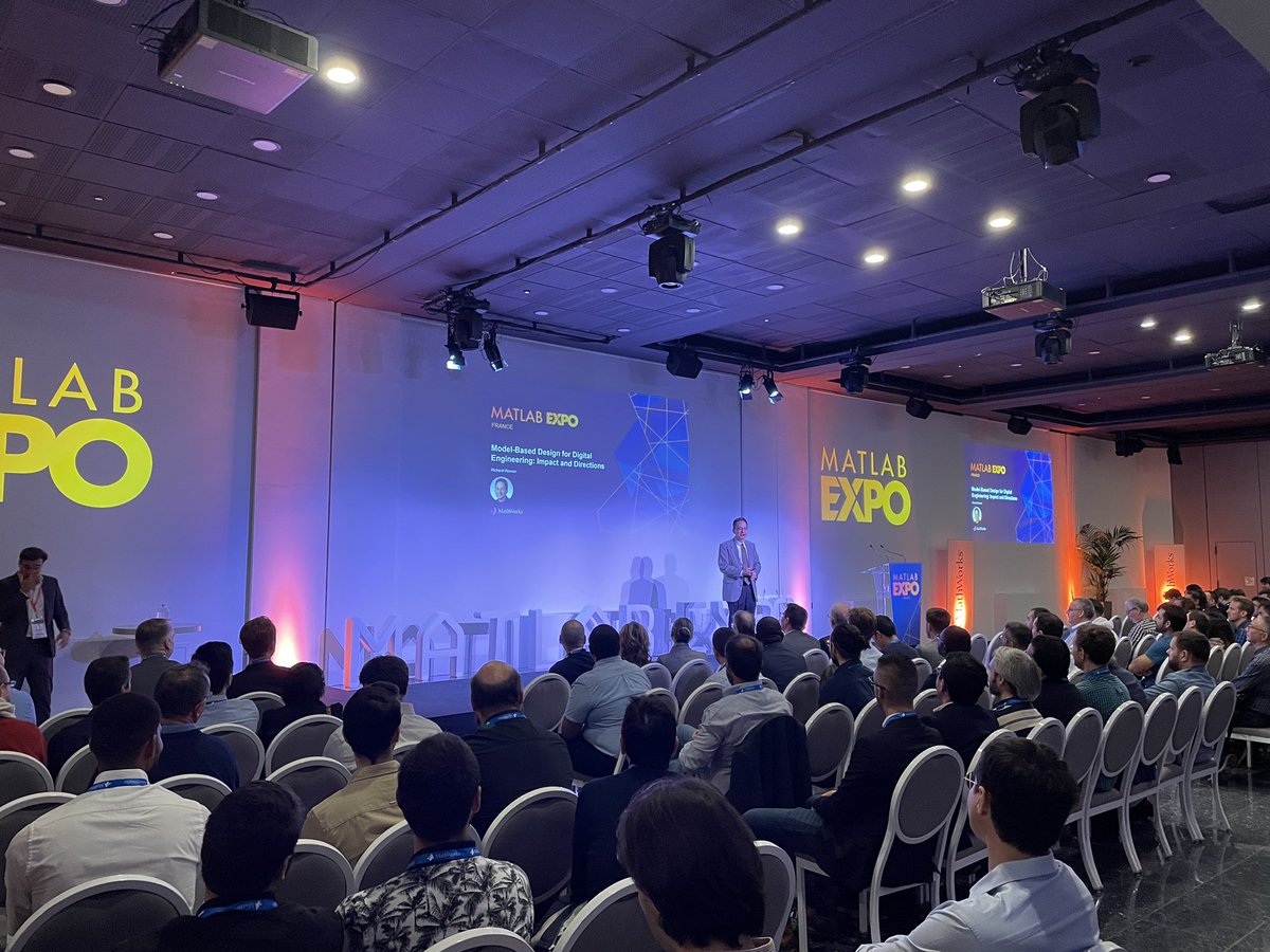 laur_va's tweet image. Opening keynote from @RichardRovner at #MATLAB Expo France. Polling the audience: #Electrification is top of mind. #ModelBasedDesign #Engineering