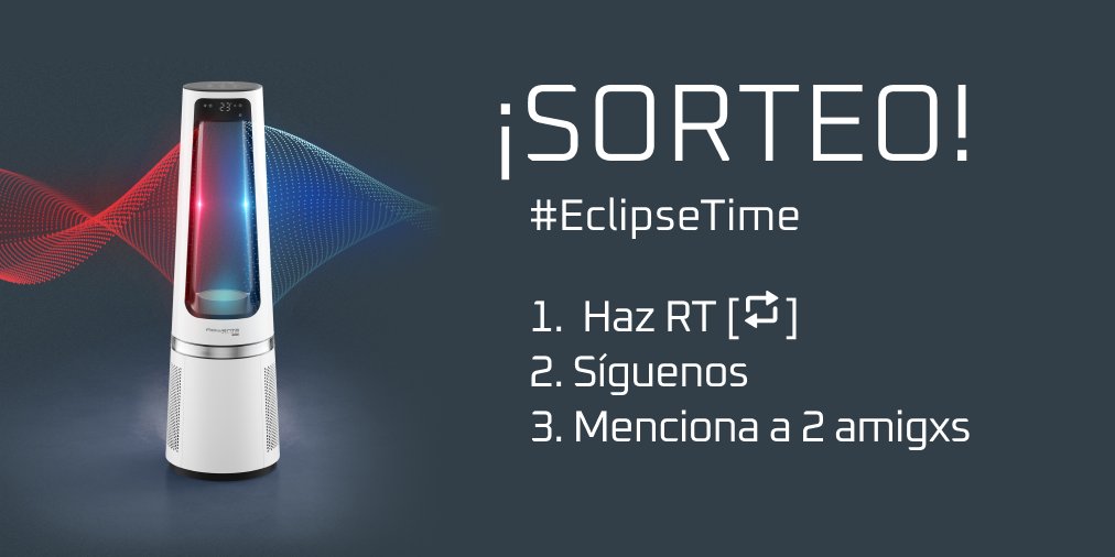 Rowenta_ES's tweet image. SORTEO #EclipseTime
📣 Participa y consigue el Purificador de aire, ventilador y calefactor Eclipse 3 en 1 en color negro 📣
Haz [RT+Follow] y menciona a 2 personas.
📆 Tienes tiempo hasta el 19/10 incluido.
¡Suerte!