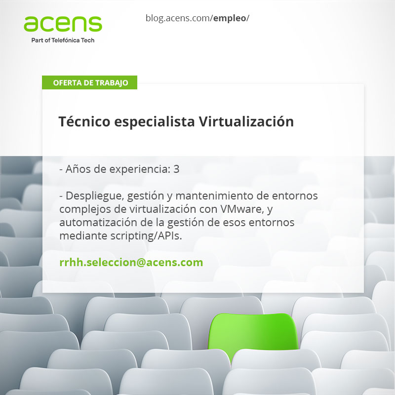 acens's tweet photo. acens busca Técnico especialista Virtualización
https://t.co/0ItQNIMmbo
#Empleo #Trabajo #Trabajar #acenslife #acens @TelefonicaTech https://t.co/umc9U9f4Md