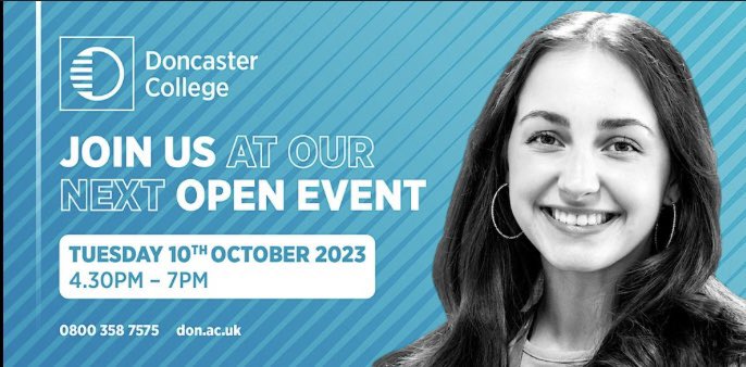 HXCareers's tweet photo. Don’t forget the Doncaster College Open Evening is taking place tonight 4:30pm - 7:30pm. This is a great event which will help you explore potential courses for your future #enjoyingexcellence https://t.co/lgH6XBNt7w