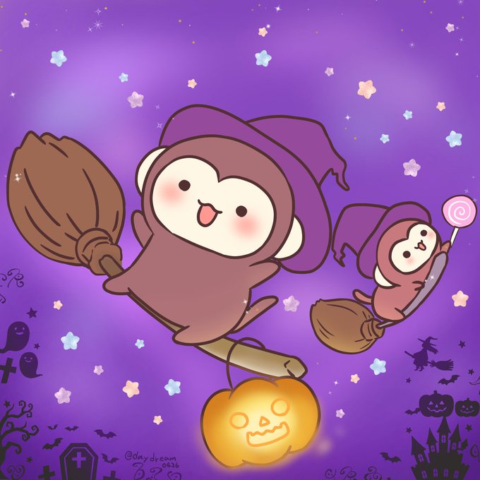 ハロウィーン #ハロウィン2023 #さるもっち #トリックオアトリート #ゆるいイラスト