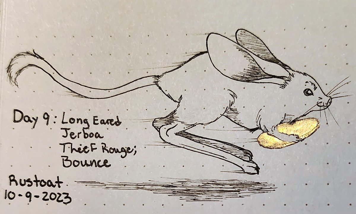 rustoat's tweet photo. Day 9 : Long Eared Jerboa Thief Rouge and Bounce

#inktober #PetTober2023 #art #longearedjerboa #jerboa https://t.co/GG3nPhtdiL