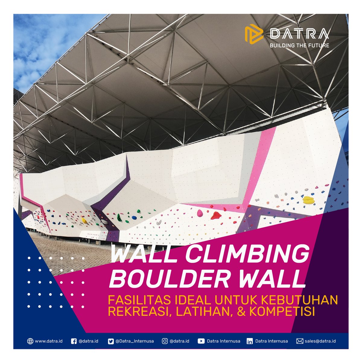 Datra_Internusa's tweet image. Wall climbing boulder wall adalah tipe jalur-jalur pendek tanpa tali yang biasanya menggunakan matras sebagai pengaman apabila terjatuh. Kamu pernah coba main wall climbing boulder wall? Untuk informasi produk Datra, Follow Juga instagram @Datra.sports  #WallClimbing #BoulderWall