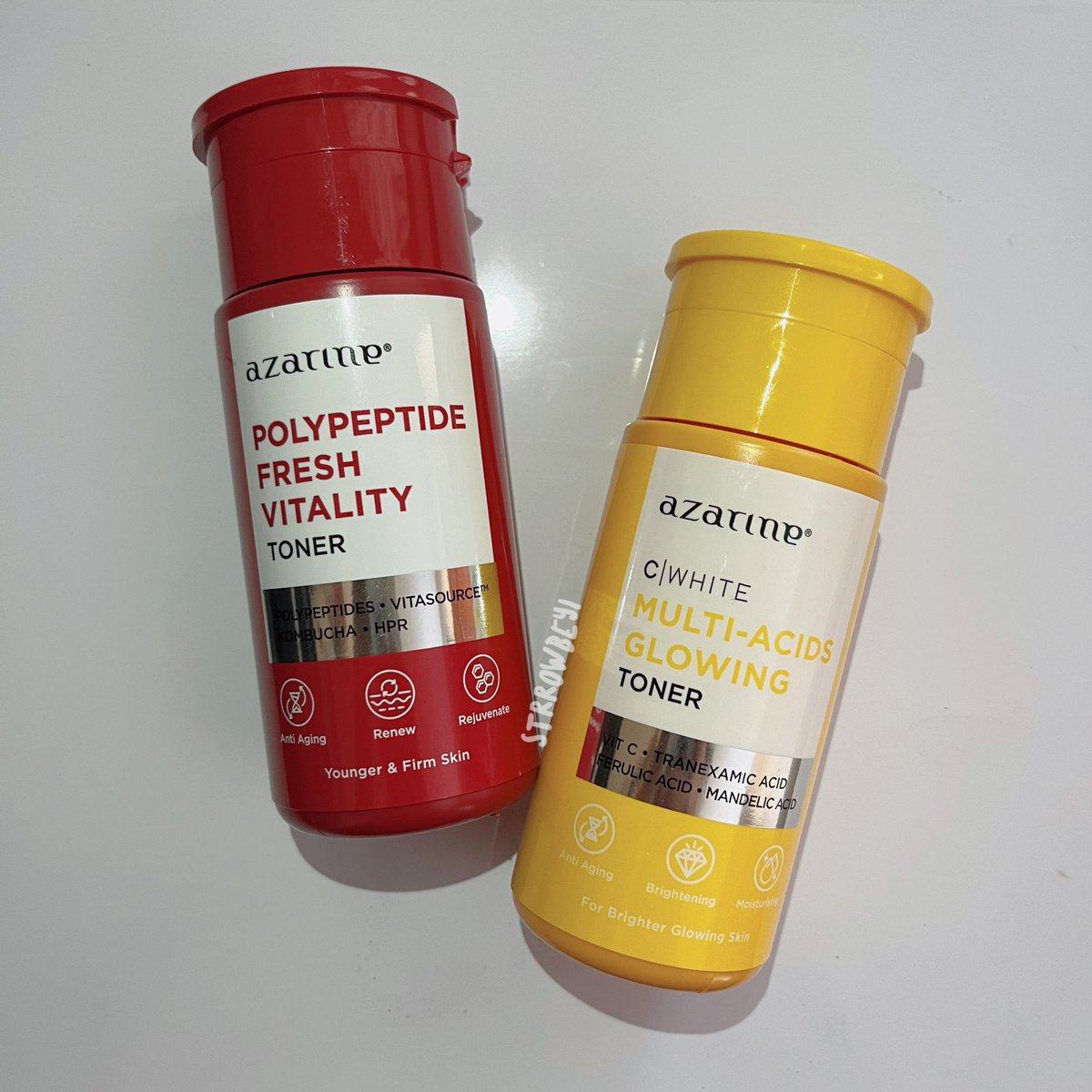 strrowbeyi's tweet photo. Aku mulai cari produk khusus sama permasalahan yang aku alamin. Salah satunya aku pakai toner dari✨Azarine Polypeptide Fresh Vitality & Azarine Multi Acids Glowing Toner✨
Kenapa? karena combo retinol+Vit C bisa bikin kulit cerah dan mencegah penuaan dini #ReviewByStrrowbeyi https://t.co/sd77KlIRIC