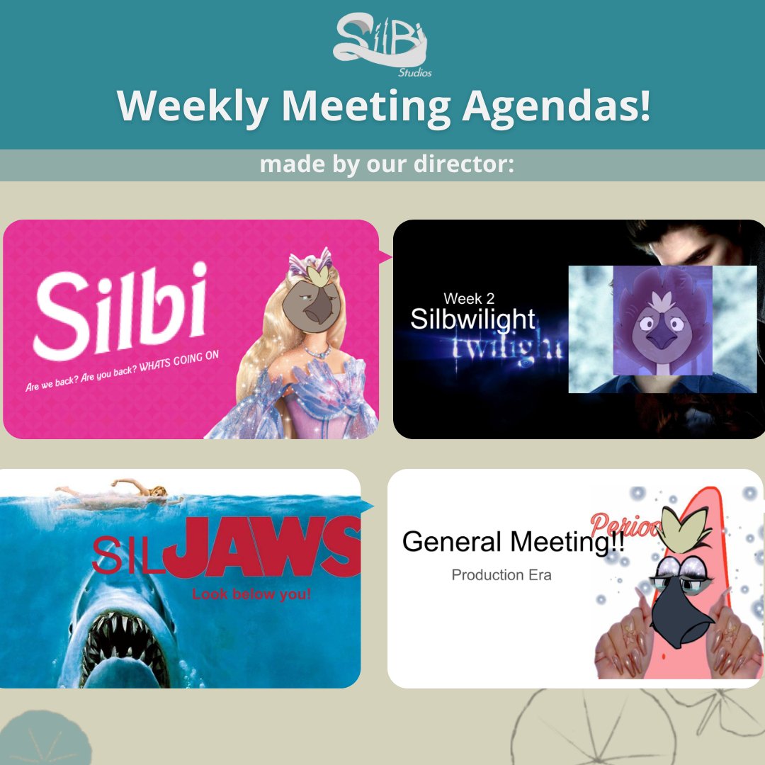 SilbiMp4's tweet photo. Our Latest SILBI Updates! #Silbi
🪶Project Progress Chart
We summarized the team's efforts and their management skills and we all have done so great so far!
🪶Weekly Meeting Agendas
All the✨beautiful✨memes that our director danica has put together for our general meetings https://t.co/qn619NCoX9