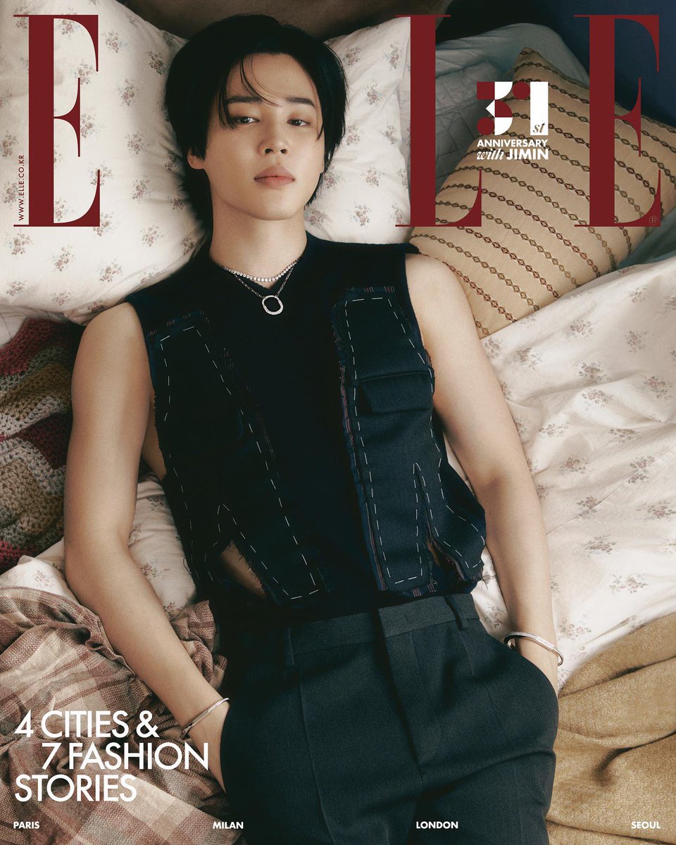 PopBase's tweet image. Jimin looks breathtaking for ELLE Korea.