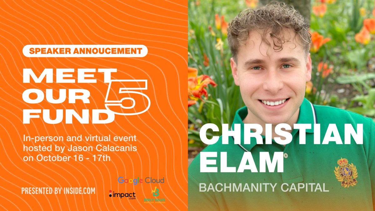 inside's tweet photo. From defense to mental health, @BachmanityFund encompasses a broad spectrum of sectors. 
Join @ericzhu and @ChristianElam6 to learn how they are identifying and nurturing AI innovations that promise a smarter and more inclusive future.   

Register now at: https://t.co/fJImhqkTVB