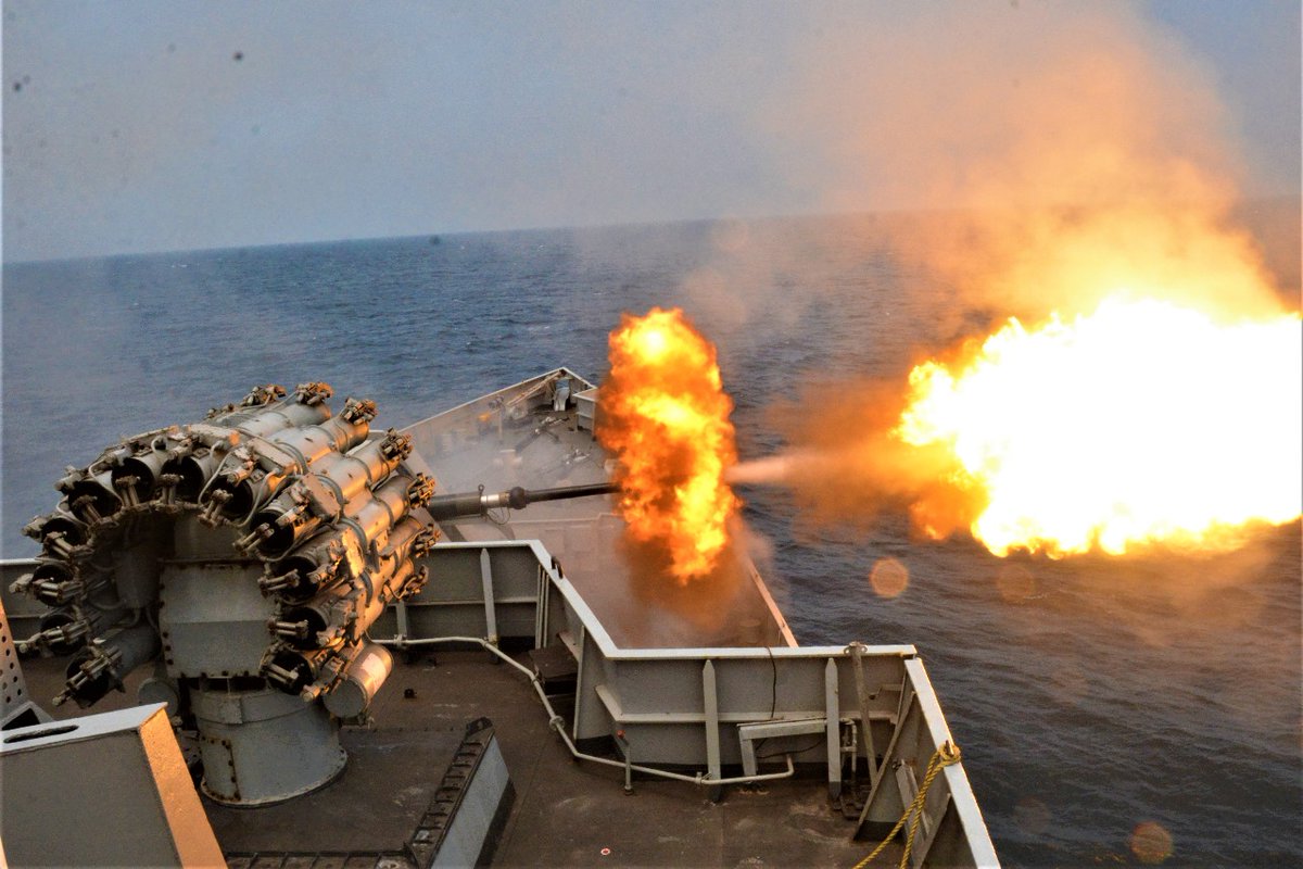 indiannavy's tweet photo. @IN_EasternFleet Op Readiness Inspection by #FOCinC #ENC.

- surface, sub-surface, air &amp; anti-air ops by #EasternFleet ships

- Unalerted exercises

- weapon firings incl #antisubmarine wpns

- amphibious ops

@IN_HQENC

#IndianNavy
#CombatReadyCredibleCohesive
#FutureProofForce https://t.co/WEBbCA8KdY