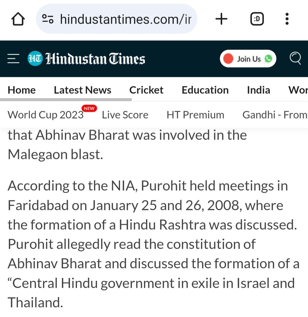 This is such a good news...

N BJP,sanghis, Hitler fans will support Israel because Israel supports their agenda of HinduRashtra
ColPurohit had talks with Israel for setting up AkhandBharat
timesofindia.indiatimes.com/india/purohit-…