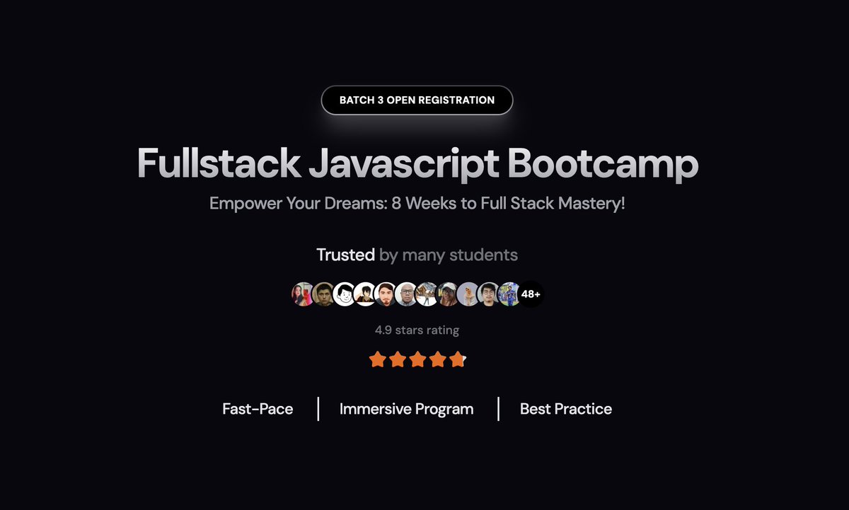 indrazulfi's tweet image. Halo! Devscale Fullstack Javascript Bootcamp for Beginner dah dibuka untuk Batch 3.

Di bootcamp ini selama 8 minggu temen-temen akan belajar Fundamental Fullstack JS Dev mulai dari 0. HTML, CSS, Javascript, Modern Web Stack, Nextjs dan PrismaORM.

devscale.id
