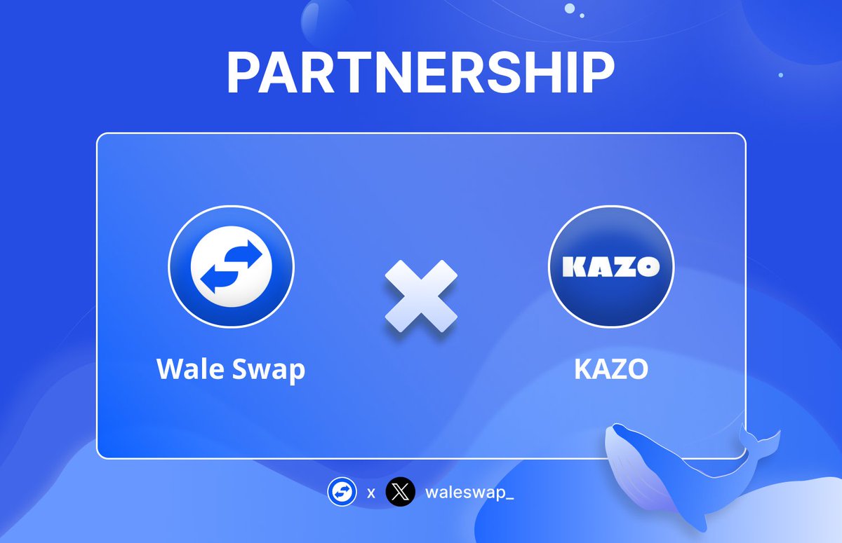 WaleOnBase's tweet photo. 🐳 Big Splash Alert! 

Wale Swap is proud to officially team up with @KazoNFT 🎉

Joining tides to make waves in the crypto ocean!

 Anticipate greater depths and new horizons together! 🌊🚀

#WaleSwap_ #KazoNFT #DEX #BuildOnBase