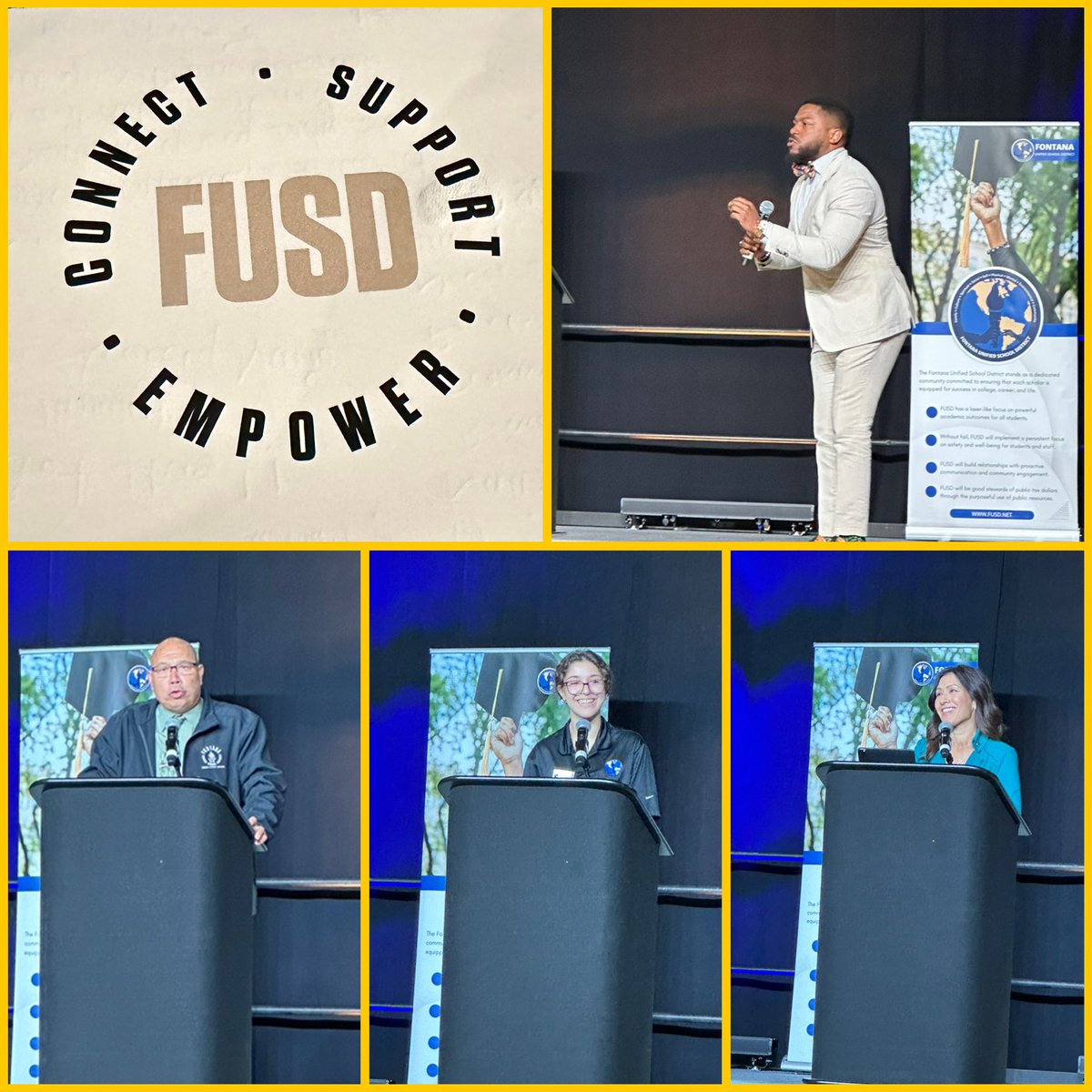 kimi_mac's tweet image. 5000 @FontanaUnified team members for a day of learning! Board Pres, Stdnt Board Member, & Sup set the stage.  Powerful stories of connection and belonging with #keynotes @bpfleming & @dr_cbetters My favorite part - the stories our scholars shared via grad caps! #IBelieveInFUSD