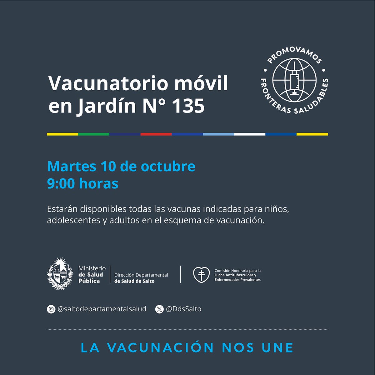 DdsSalto's tweet photo. Martes 10 octubre Vacunatorio Móvil en escuelas de Salto https://t.co/aPZHfixDPH