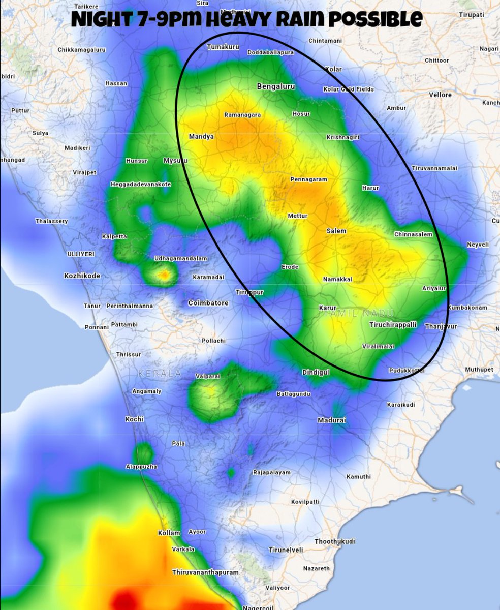 sanjayweather_c's tweet photo. 𝚃𝚘𝚍𝚊𝚢 𝚠𝚎𝚊𝚝𝚑𝚎𝚛 𝚛𝚎𝚙𝚘𝚛𝚝 : 10:10:23 heavy rain possible in #Erode #Salem #Namakkal #Krishnagiri #Dharmapuri #Trichy districts of Tamilnadu and south karnataka #Mysuru,#mandya,#Hunsur,#Ramanagara,#chamrajanagara, heavy rain possible #bengaluru light rain chance https://t.co/V8D1rb60IW