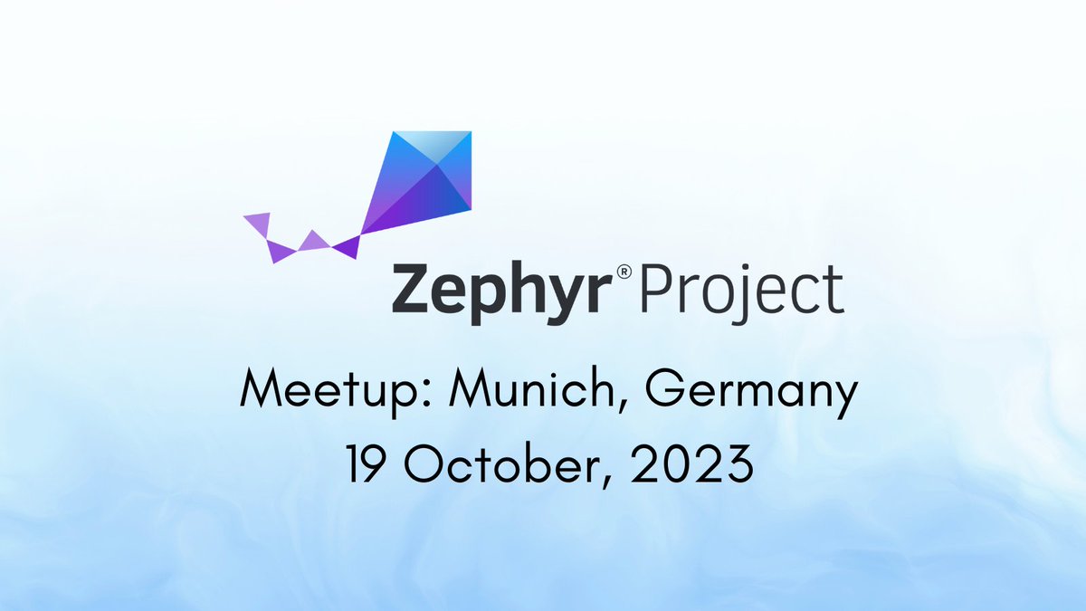 Zephyr Project (@zephyriot) on Twitter photo We invite you to the first-ever <a href="/ZephyrIoT/">Zephyr Project</a> #meetup in #Munich, Germany on October 19 at <a href="/tngtech/">TNG Technology Consulting GmbH</a>! Join us in-person to learn more about products running #ZephyrRTOS, subsystems, 3.4 features & more! Register here: hubs.la/Q024Tb710 #embedded We invite you to the first-ever <a href="/ZephyrIoT/">Zephyr Project</a> #meetup in #Munich, Germany on October 19 at <a href="/tngtech/">TNG Technology Consulting GmbH</a>! Join us in-person to learn more about products running #ZephyrRTOS, subsystems, 3.4 features & more! Register here: hubs.la/Q024Tb710 #embedded